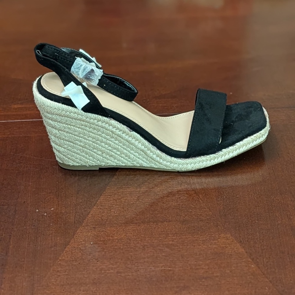 Black Wedge Sandals